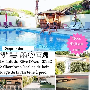  Hébergement de vacances Reve D'azur En Bord De A La Nartelle Avec Piscine Dans La Residence, Terrasse, Bbq, 2 2 Sdb De 35m2 Draps Inclus
